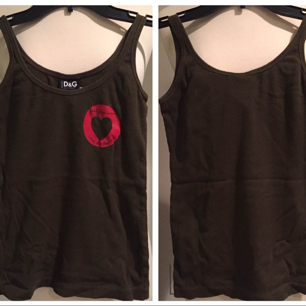D&G Army-Green Ribbed Tank Top Size S